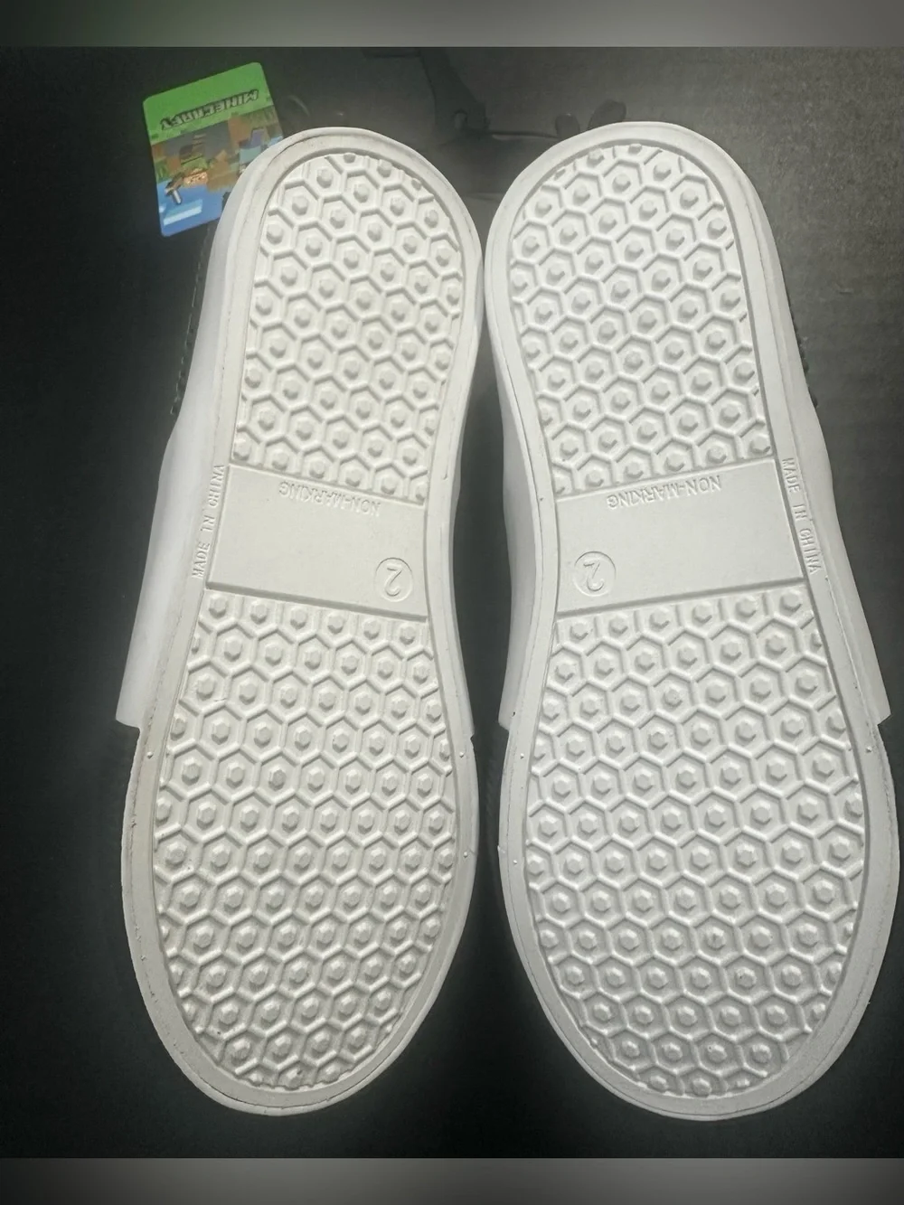 Minecraft Kids Black and Green Size 5 Slip-On Sneakers NWT